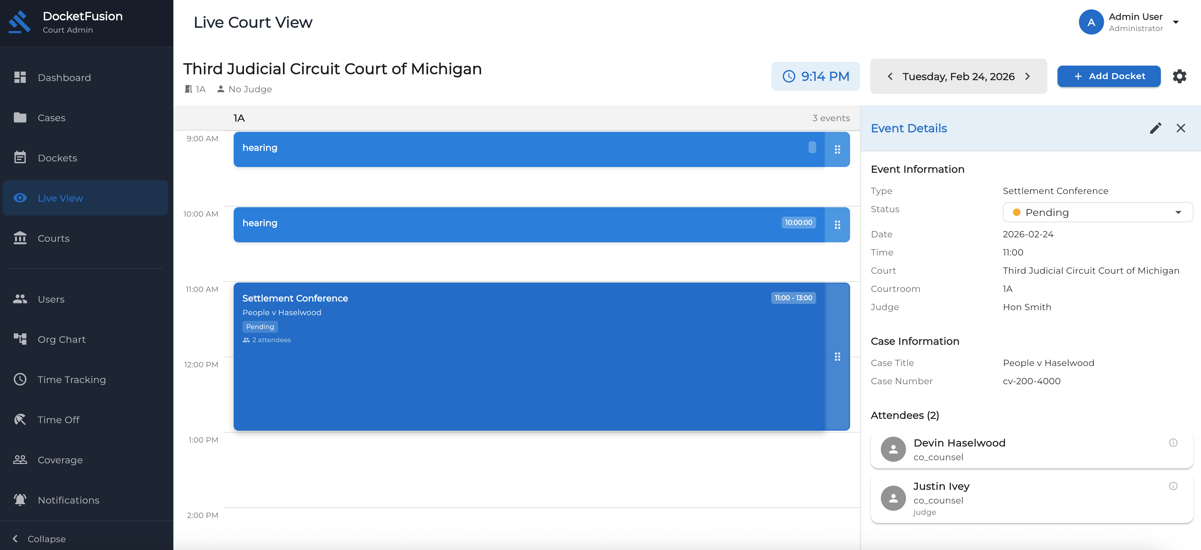 DocketFusion app interface